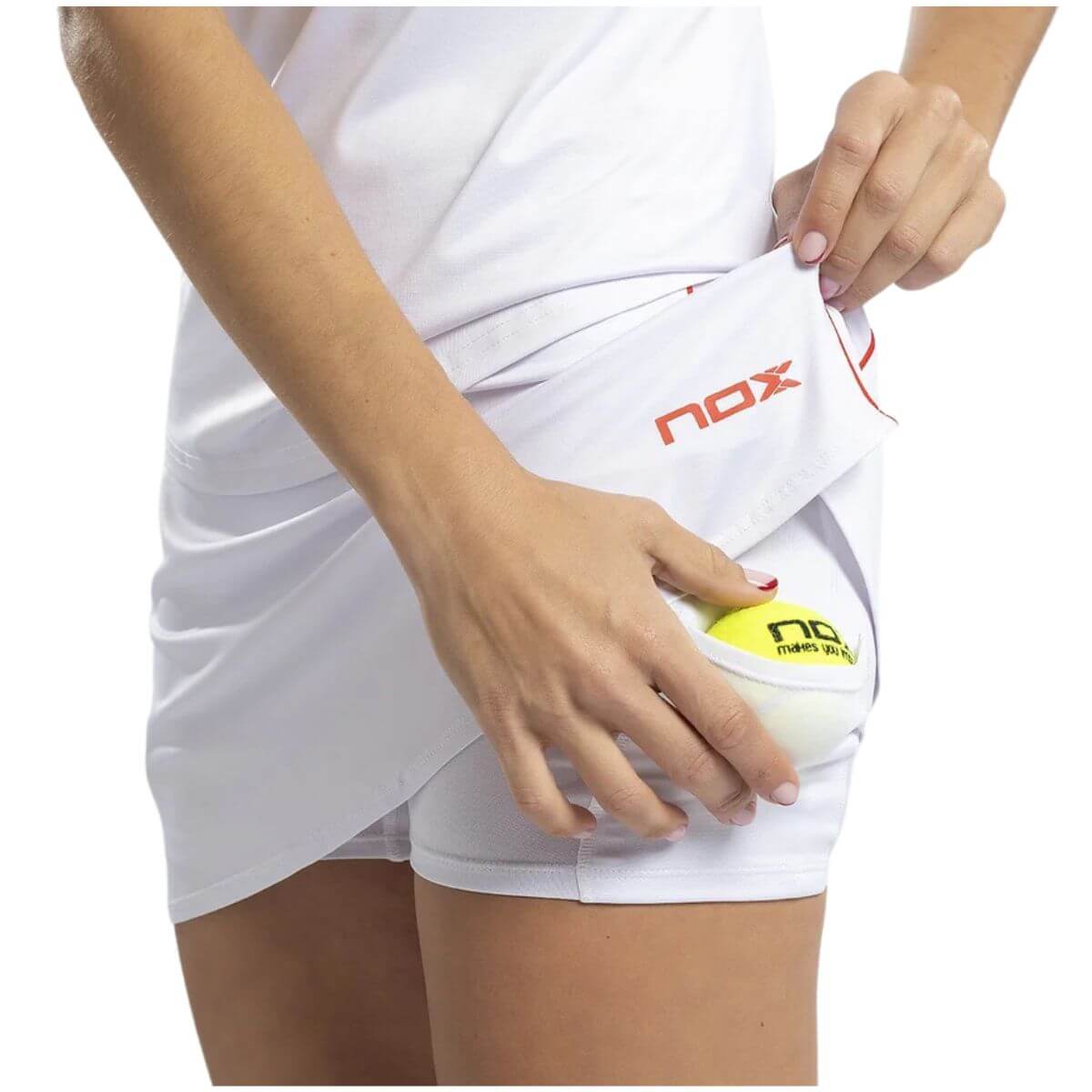 Falda Nox Team Blanca Logo Rojo - Sur Sports