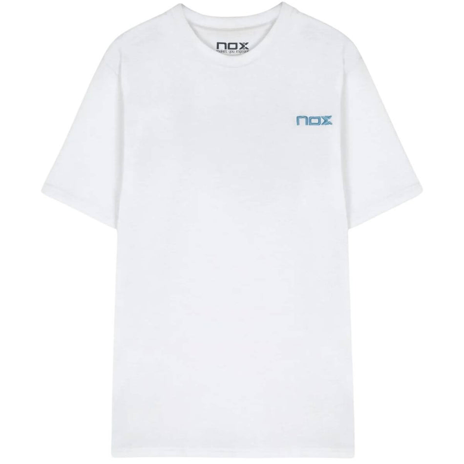 Polera Nox Blanca Logo Celeste
