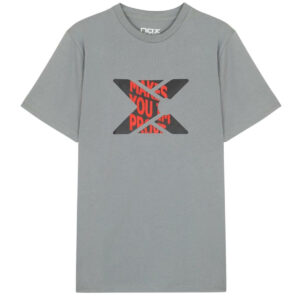 Polera Nox Basic Gris Logo Rojo