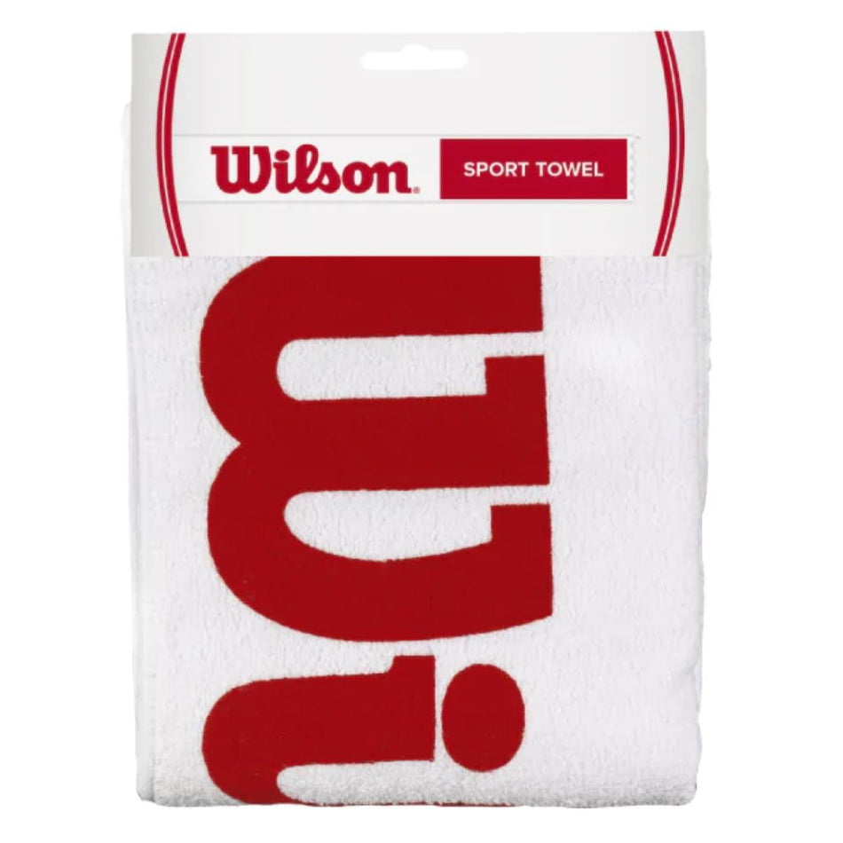 Toalla Wilson Blanca Logo Rojo