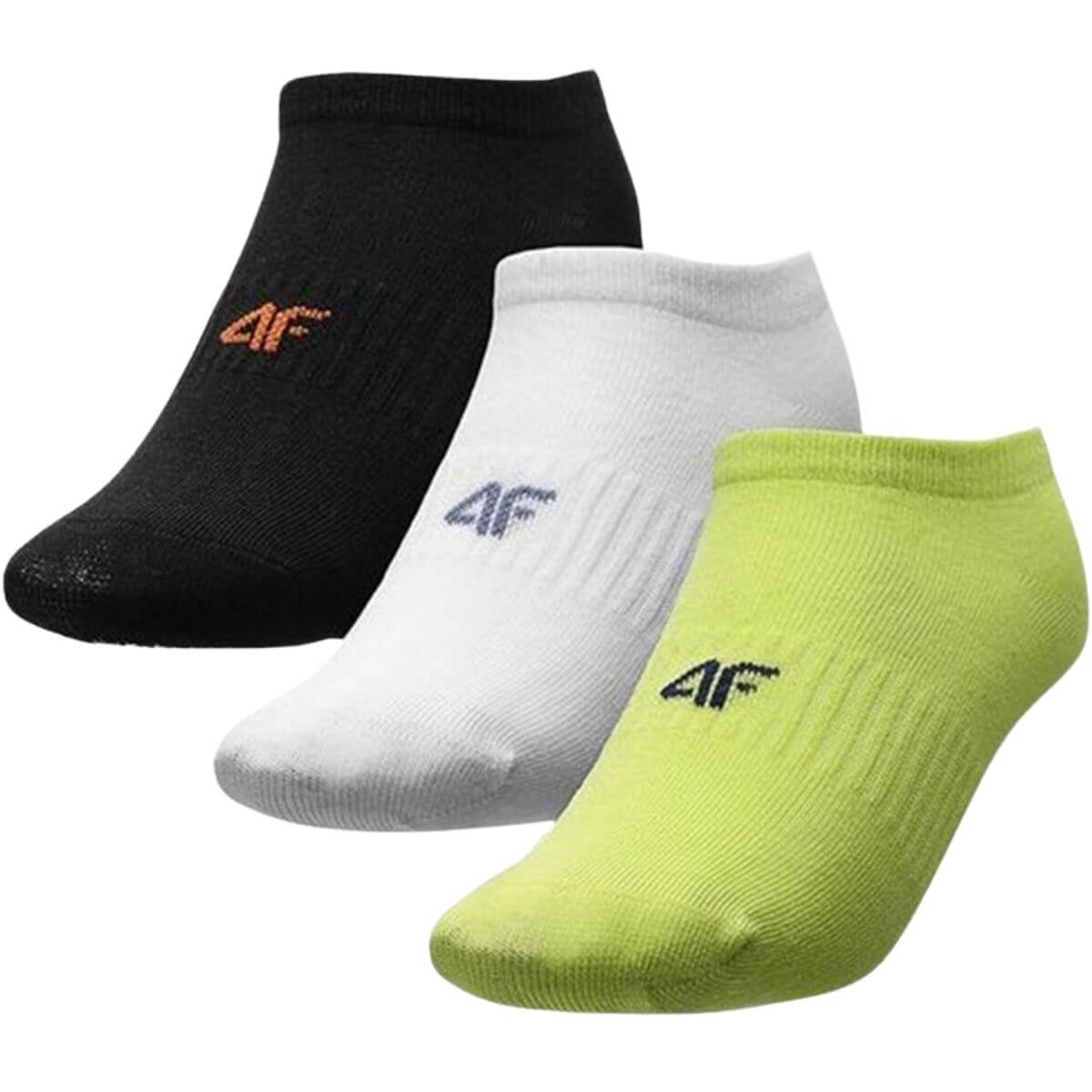 Calcetin 4F Junior Blanco, Negro, Verde Fluor X3 - Sur SportsAccesorios