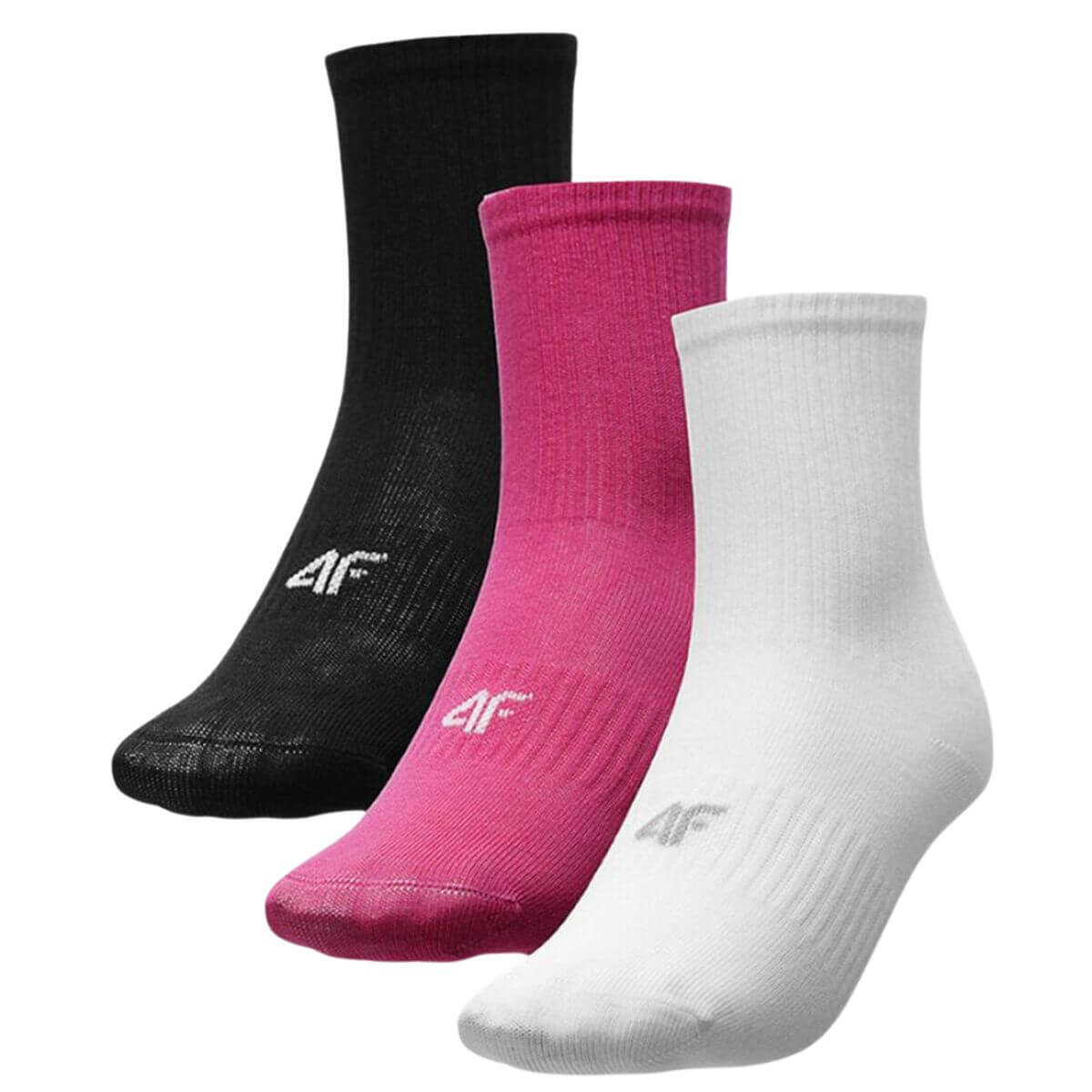 Calcetin 4F Junior Larga Negra, Fuschia, Blanca X3 - Sur SportsAccesorios