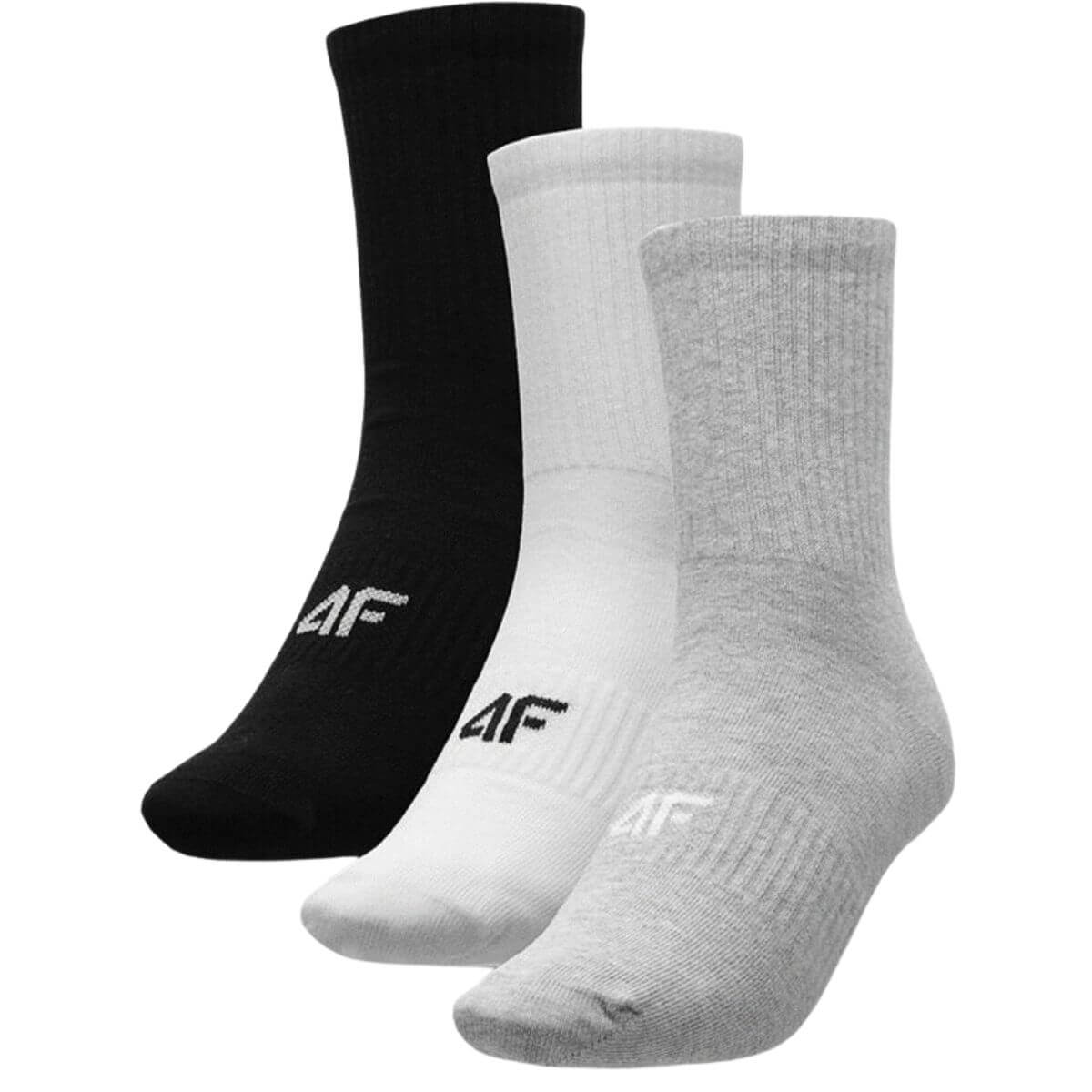 Calcetin 4F Largo Negro, Gris, Blanco X3 - Sur SportsAccesorios