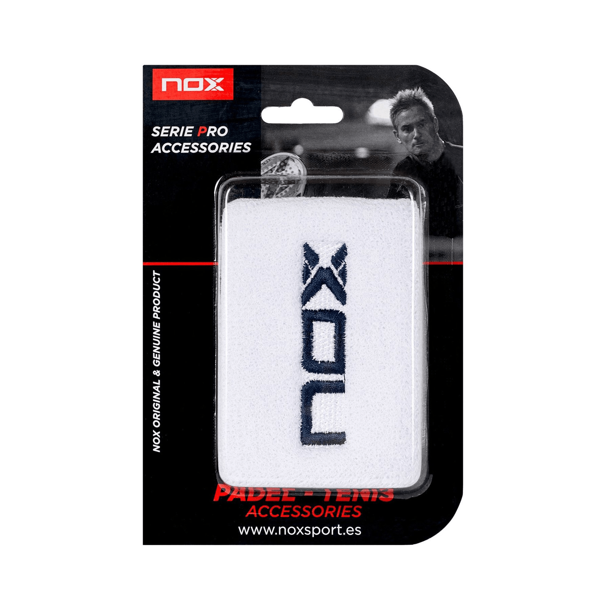 Muñequera Nox Blanca logo Azul X2 - Sur SportsAccesorios