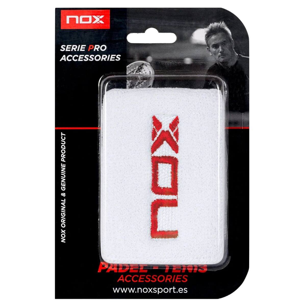 Muñequera Nox Blanca logo Rojo X2 - Sur SportsAccesorios