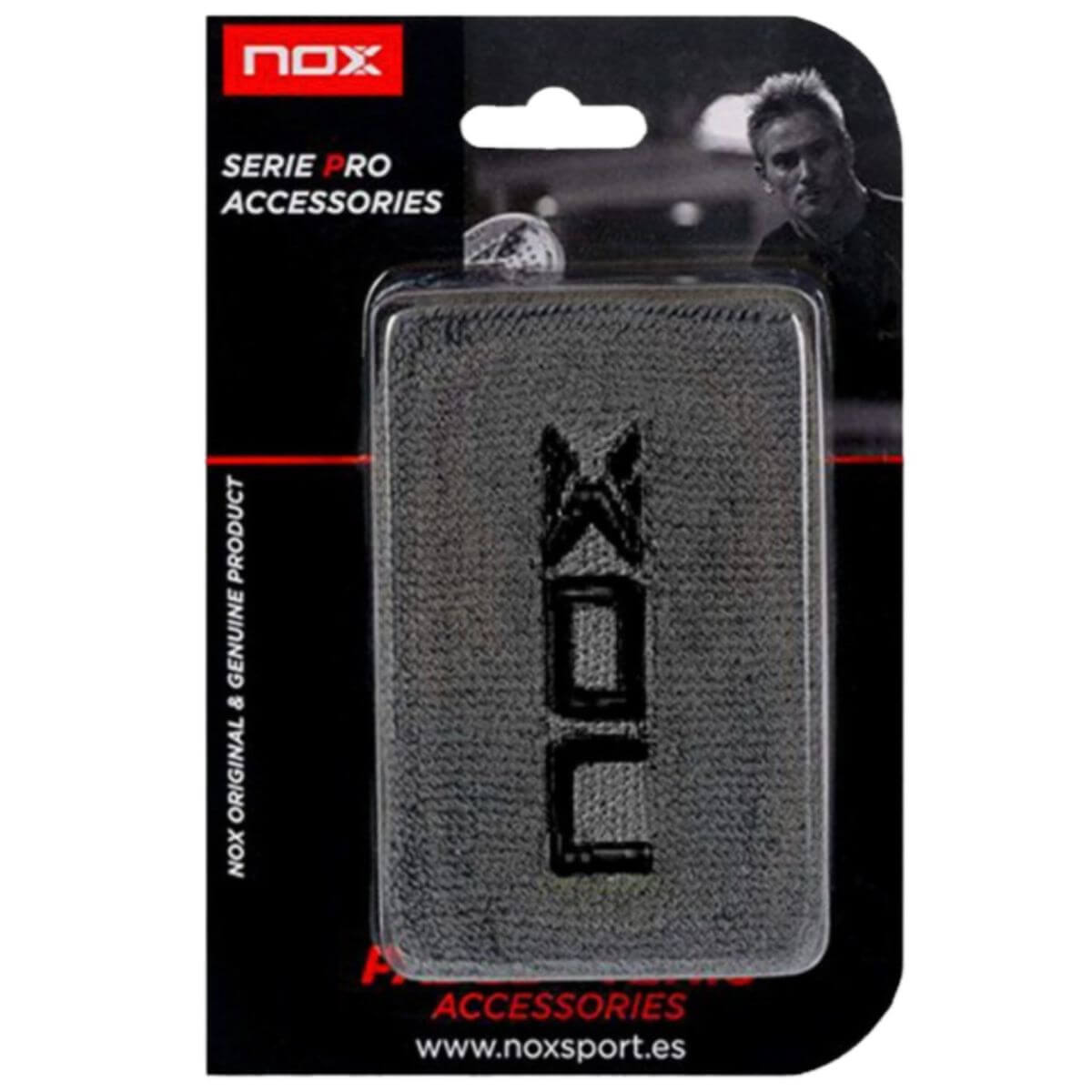 Muñequera Nox Gris logo Negro x2 - Sur SportsAccesorios