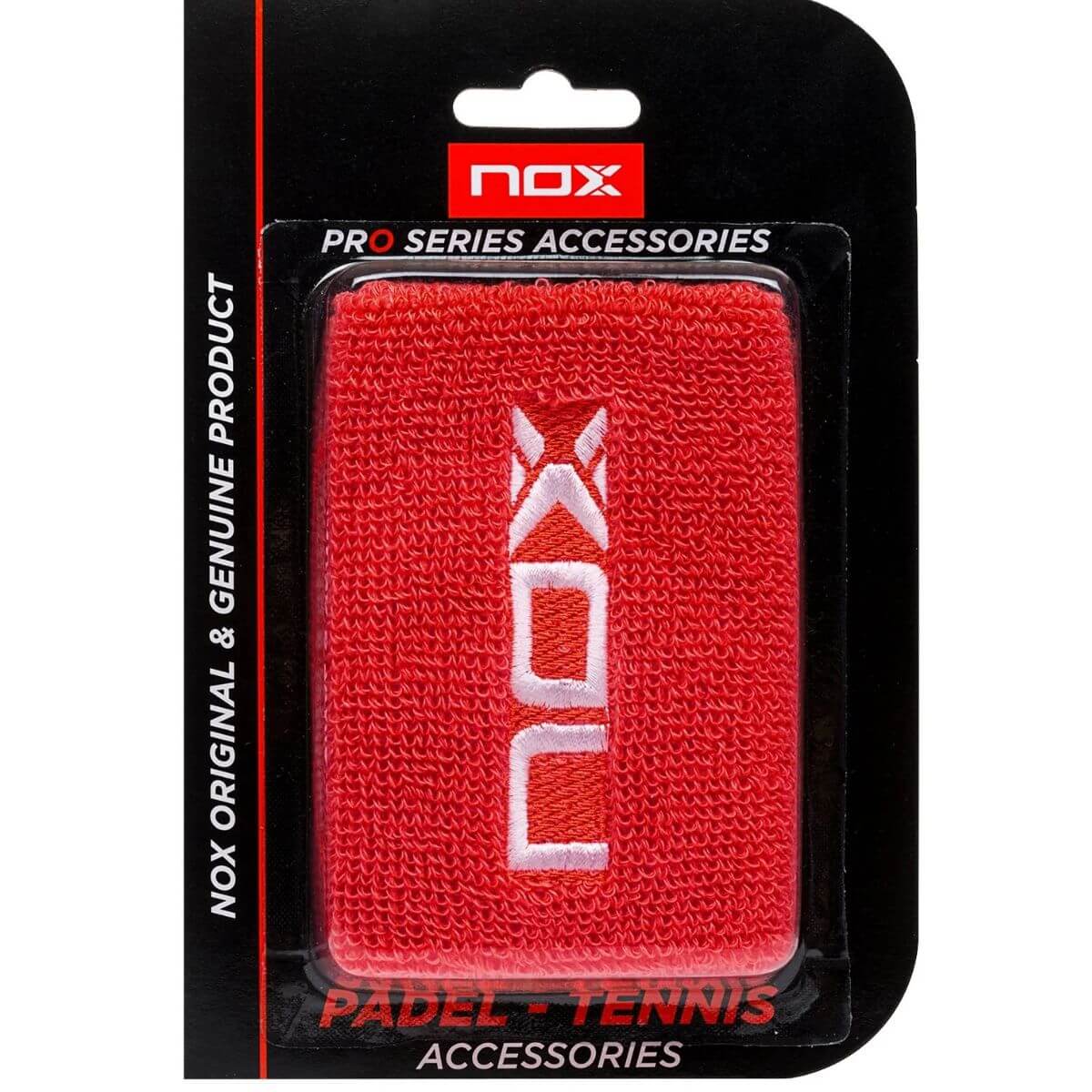 Muñequera Nox Roja logo Blanco X2 - Sur SportsAccesorios