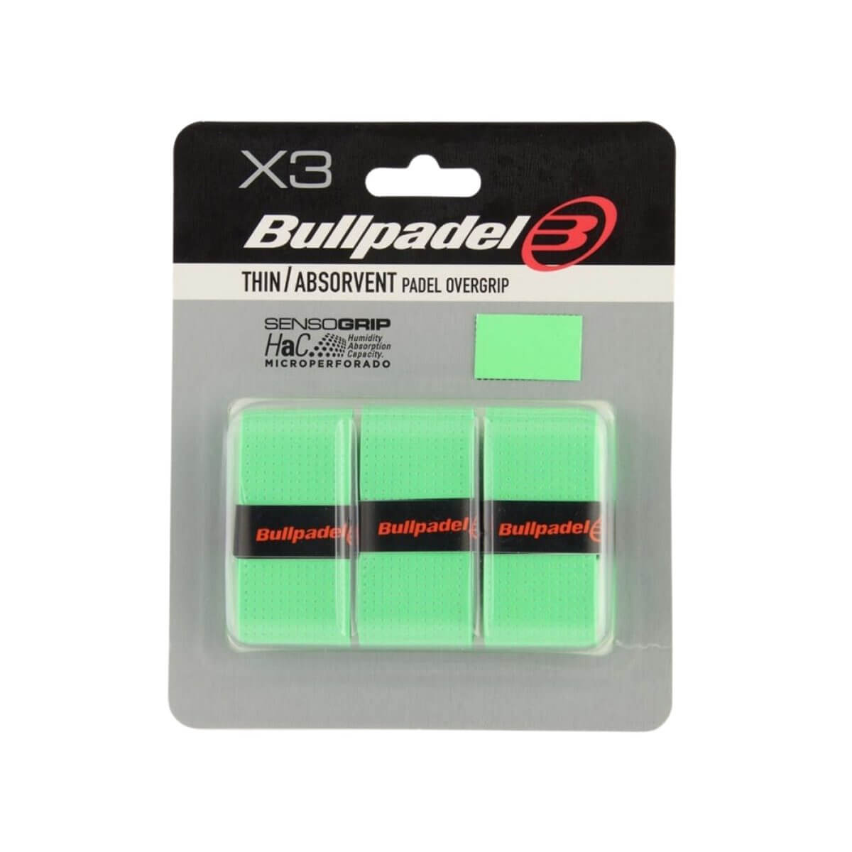 Overgrip Bullpadel Thin Absorvent Microperforado GB1705 Verde X3 - Sur SportsAccesorios
