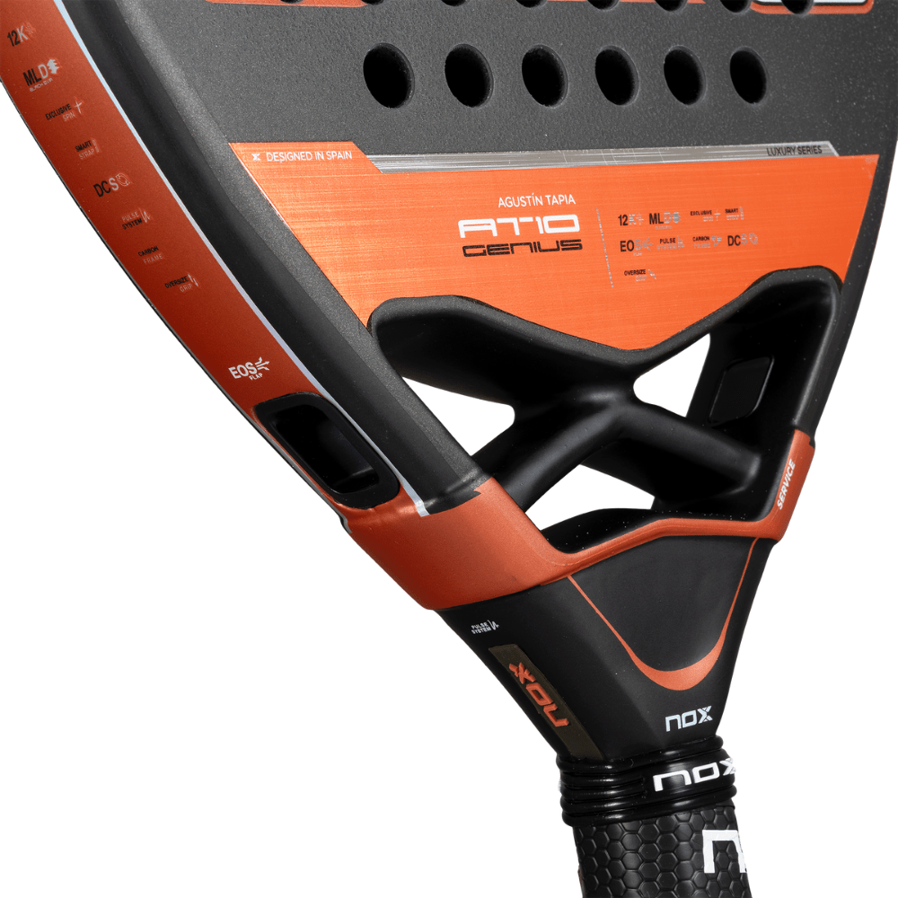 Pala de Padel At10 Genius Attack 12K by Agustin Tapia 2025 + Tarro de pelotas +Overgrip + Protector - Sur SportsPalas