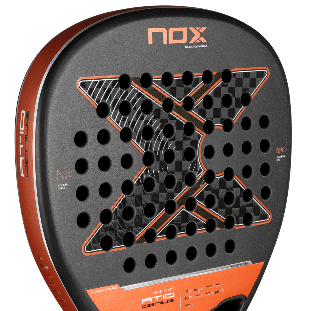 Pala de Padel At10 Genius Attack 12K by Agustin Tapia 2025 + Tarro de pelotas +Overgrip + Protector - Sur SportsPalas