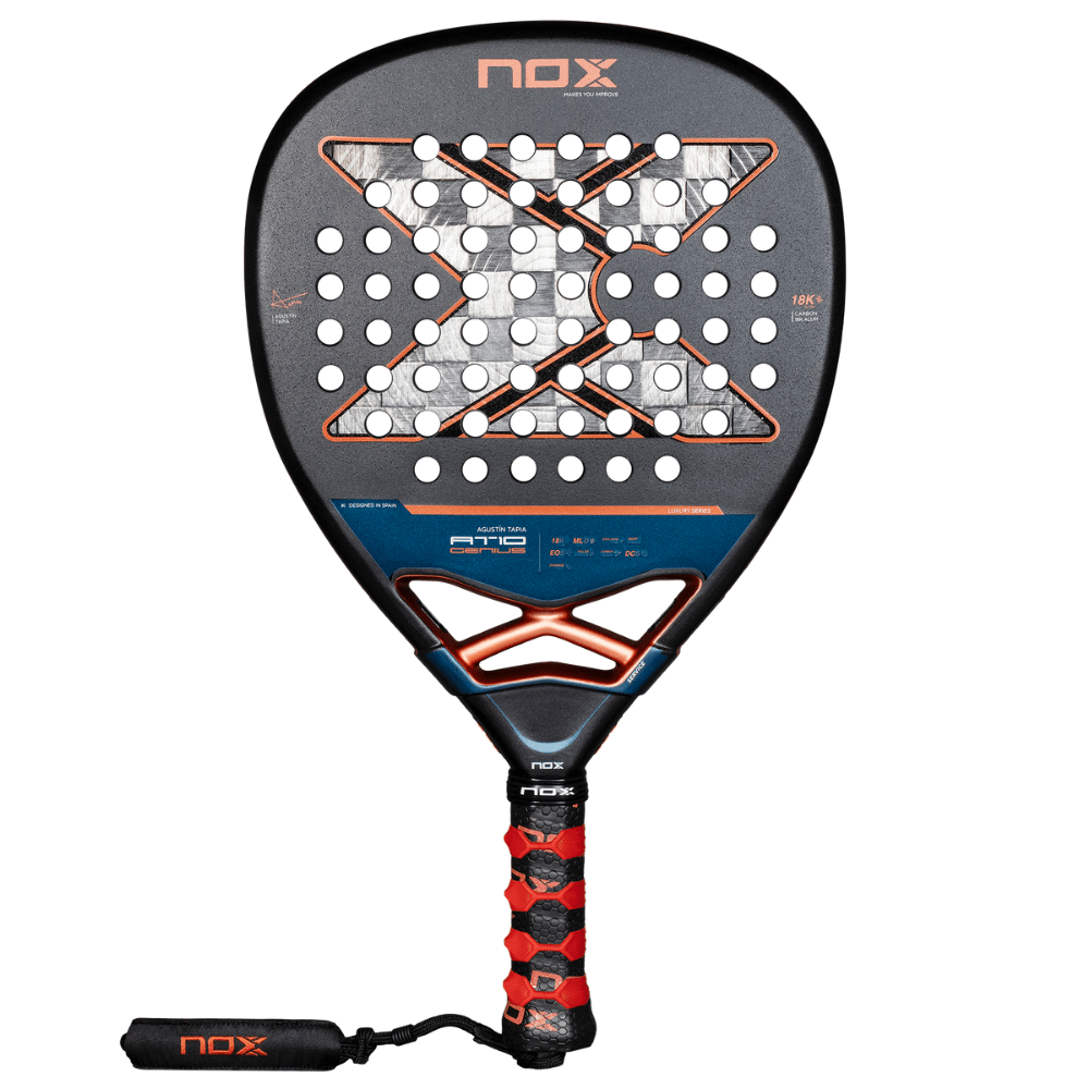 Pala de Padel At10 Genius Attack 18K Alum by Agustin Tapia 2025 + Tarro de pelotas +Overgrip + Protector - Sur SportsPalas