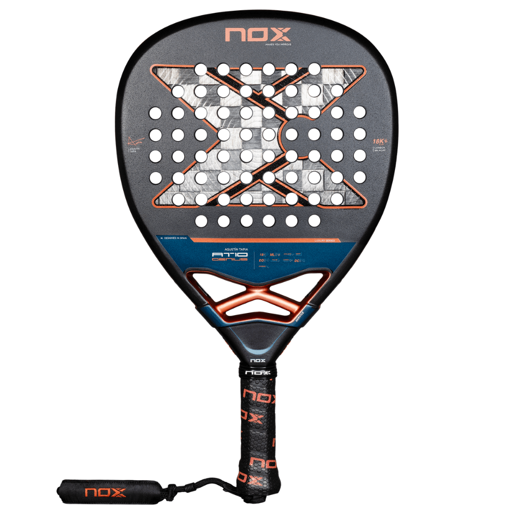 Pala de Padel At10 Genius Attack 18K Alum by Agustin Tapia 2025 + Tarro de pelotas +Overgrip + Protector - Sur SportsPalas