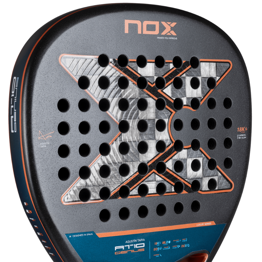 Pala de Padel At10 Genius Attack 18K Alum by Agustin Tapia 2025 + Tarro de pelotas +Overgrip + Protector - Sur SportsPalas