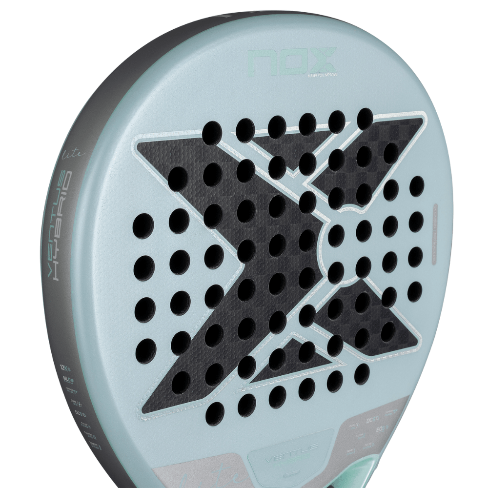 Pala de Padel Nox Ventus Hybrid 12K Lite 2026 + Tarro de pelotas +Overgrip + Protector - Sur SportsPalas