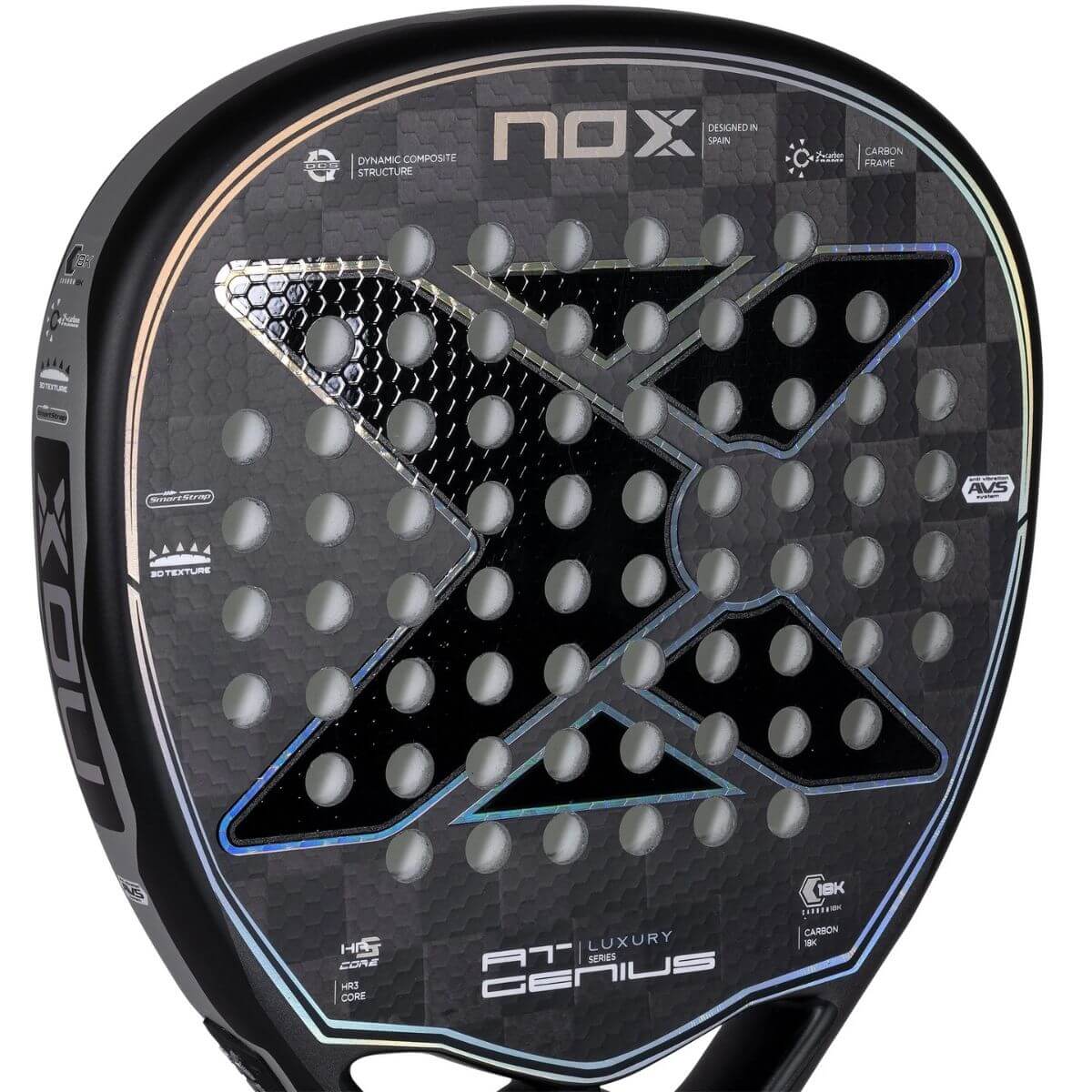 Pala Padel Nox At Genius Attack 18K (360 - 375gr) 2023 - Sur SportsPalas