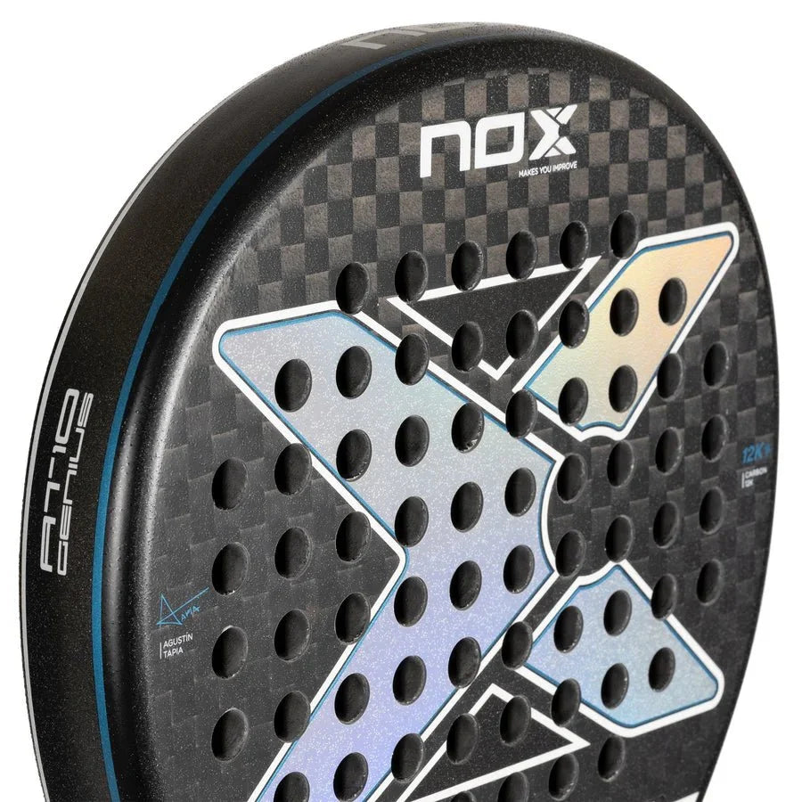 Pala Padel Nox AT10 Genius 12K By Agustin Tapia (360 - 375gr) 2024 Tarro de Pelotas+Overgrip+Funda - Sur SportsPalas