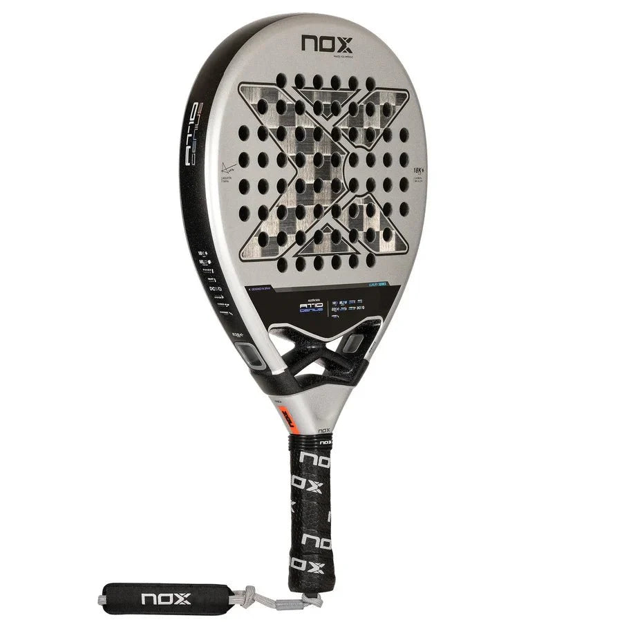 Pala Padel Nox AT10 Genius 18K By Agustin Tapia (360 - 375gr) 2024+Tarro de pelotas+Overgrip+Protector+Funda - Sur SportsPalas