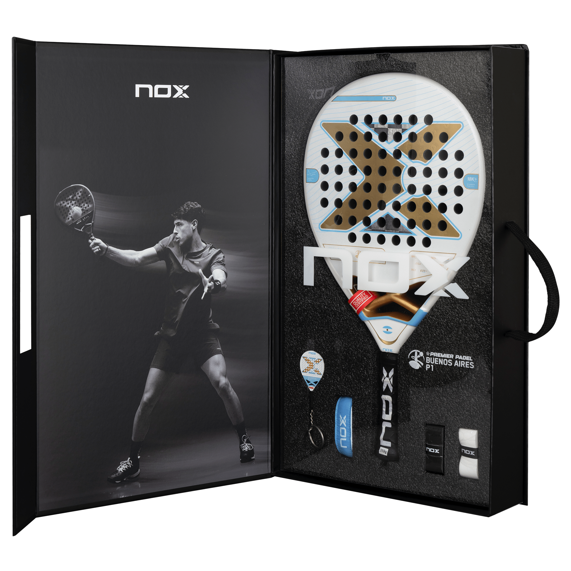 Pala Padel Nox AT10 Luxury Genius 18K Alum Buenos Aires Exclusive Edition 2026 + Overgrip + Protector + Llavero - Sur SportsPalas