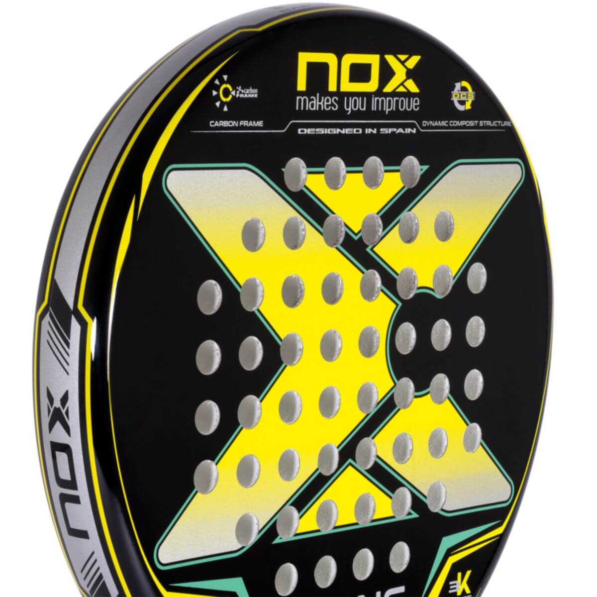 Pala Padel Nox XOne Amarilla Verde (360 - 375gr) - Sur SportsPalas