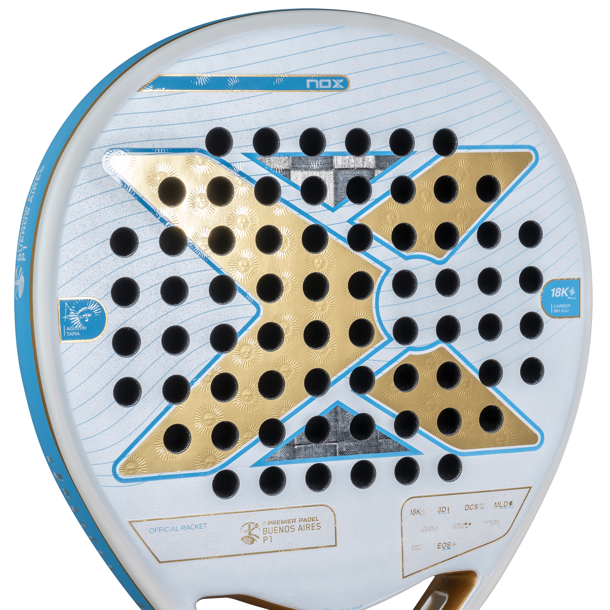 Pala Padel Nox AT10 Luxury Genius 18K Alum Buenos Aires Exclusive Edition 2026 + Overgrip + Protector + Llavero