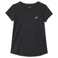 Polera 4F Niña Negro logo Fucsia