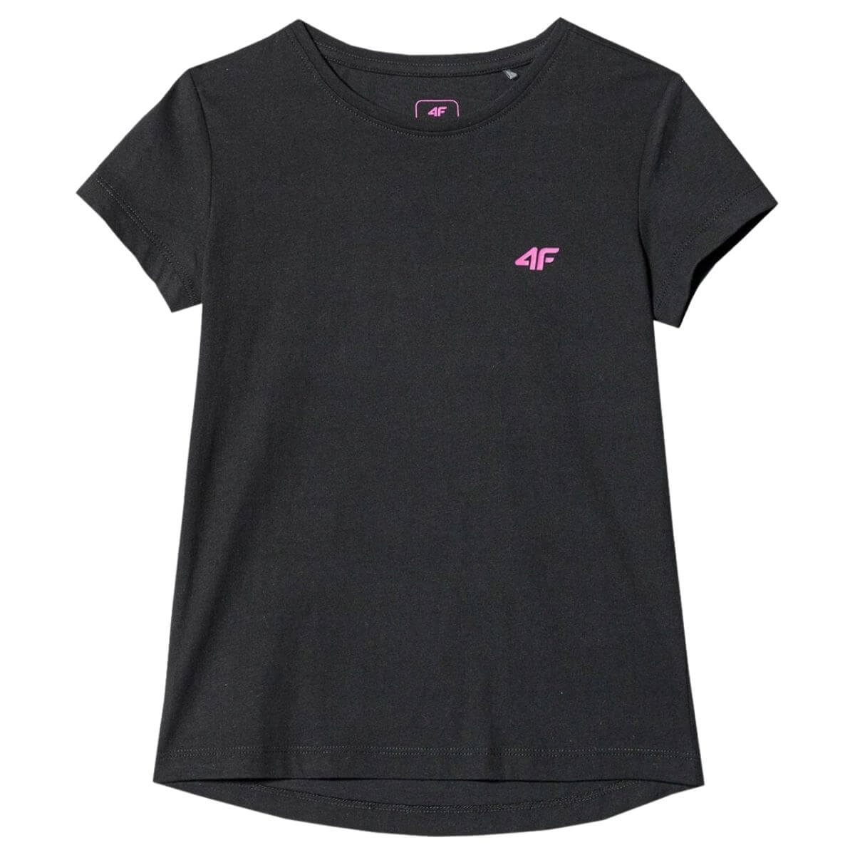 Polera 4F Niña Negro logo Fucsia - Sur SportsVestuario