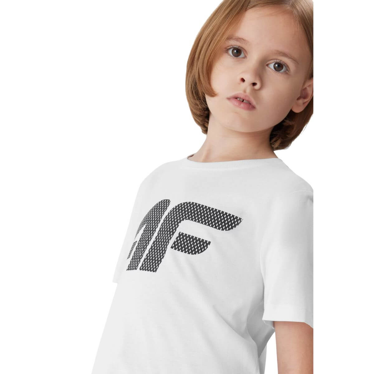 Polera 4F Niño Blanca Logo Centro - Sur SportsVestuario
