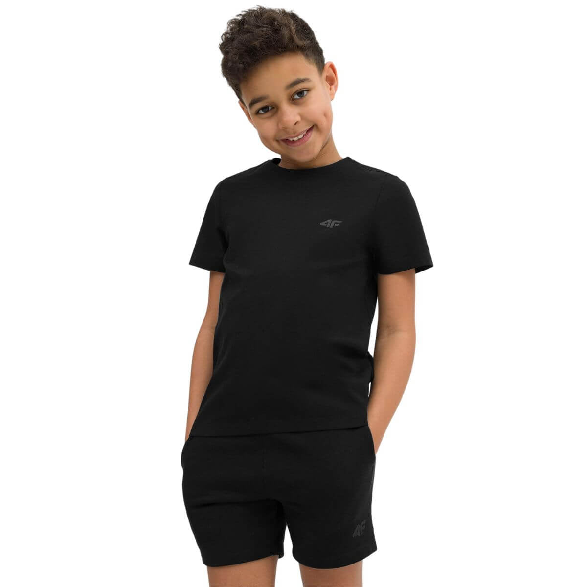 Polera 4F Niño Negra Lisa - Sur SportsVestuario