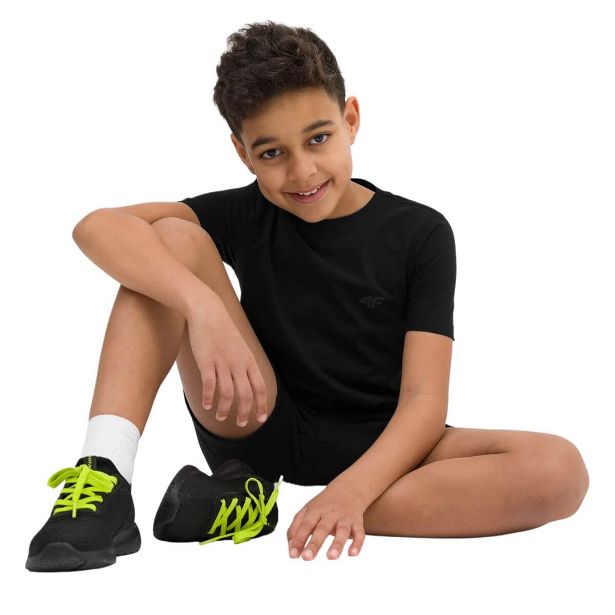 Polera 4F Niño Negra Lisa - Sur SportsVestuario