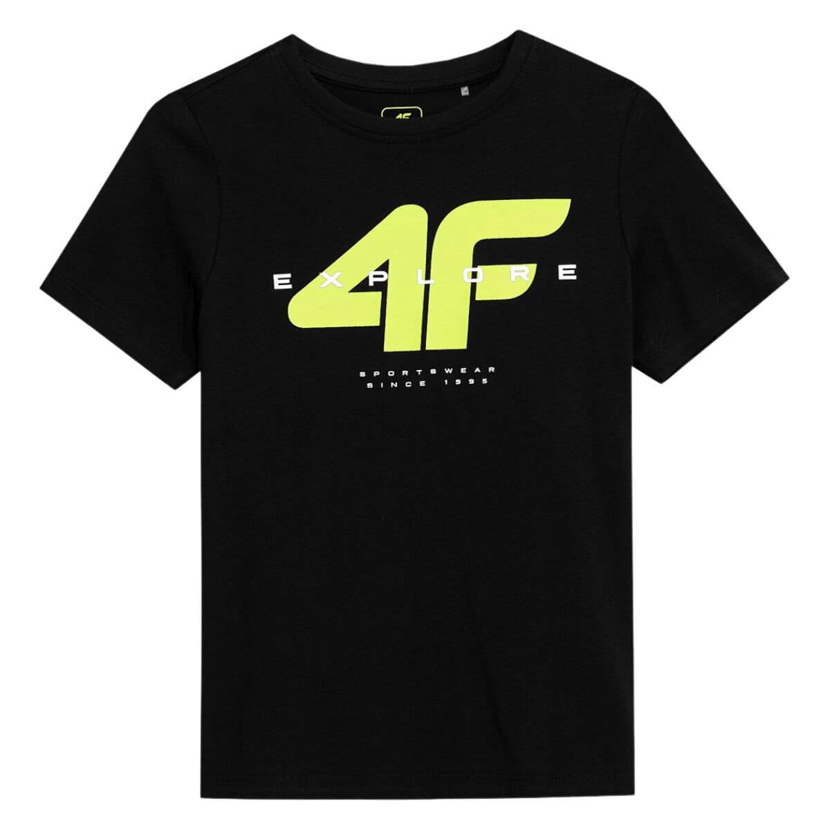 Polera 4F Niño Negra Logo Centro - Sur SportsVestuario