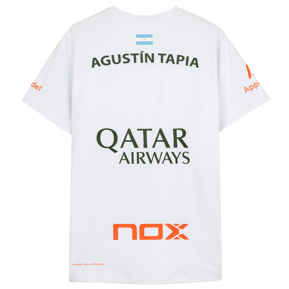 Polera Nox Sponsor AT10 Blanca de Agustín Tapia 2025