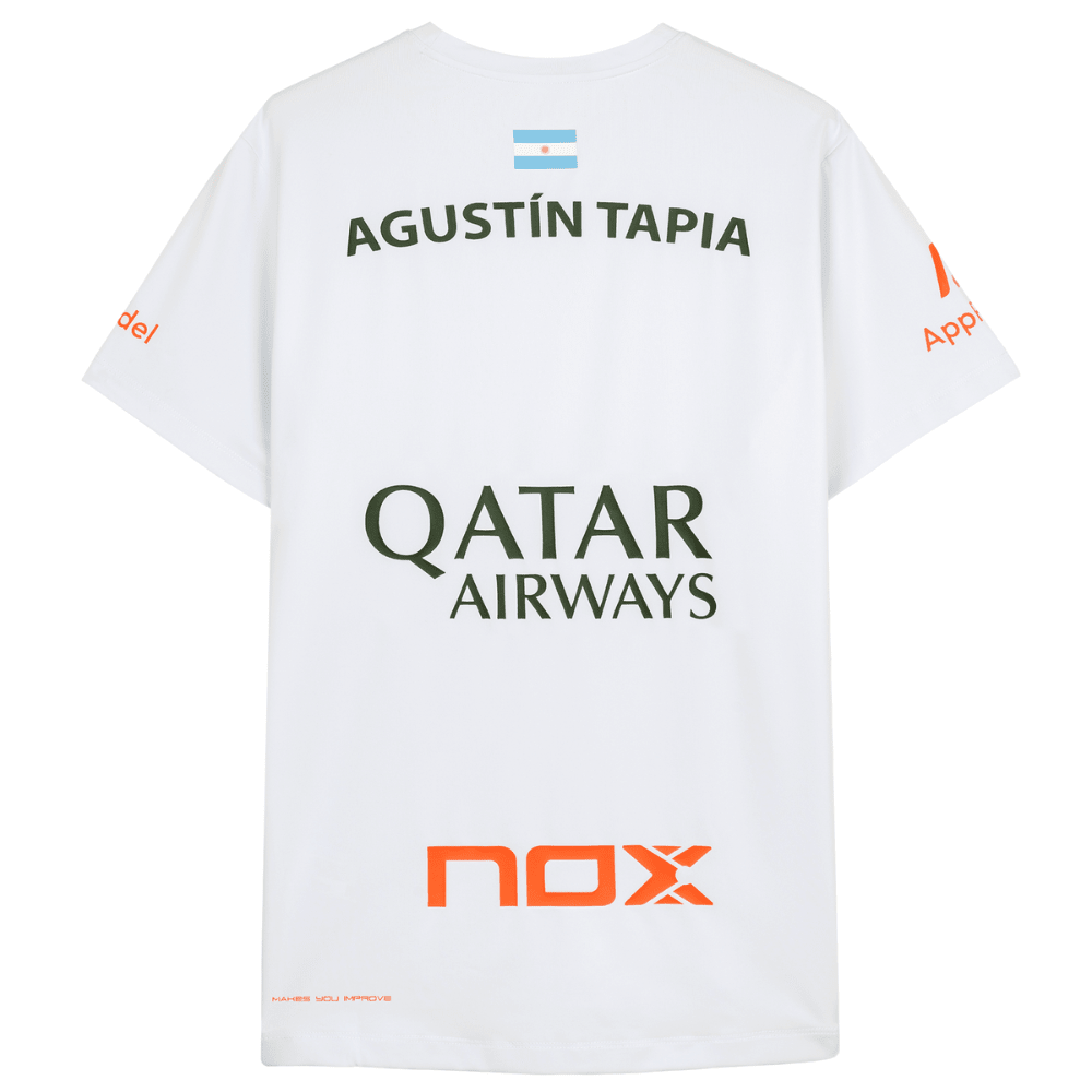Polera Nox Sponsor AT10 Blanca de Agustín Tapia 2025 - Sur SportsVestuario