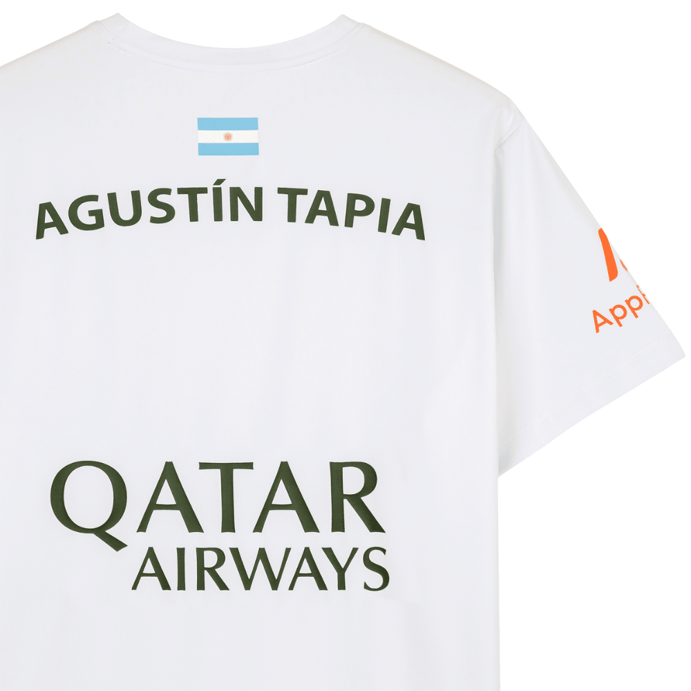 Polera Nox Sponsor AT10 Blanca de Agustín Tapia 2025 - Sur SportsVestuario