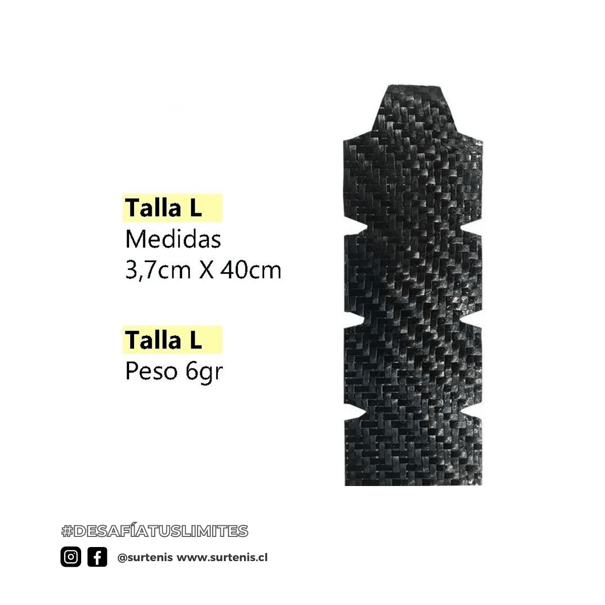 Protector Pala Padel No+Crash Fibra Carbono Negro Talla L - Sur SportsAccesorios
