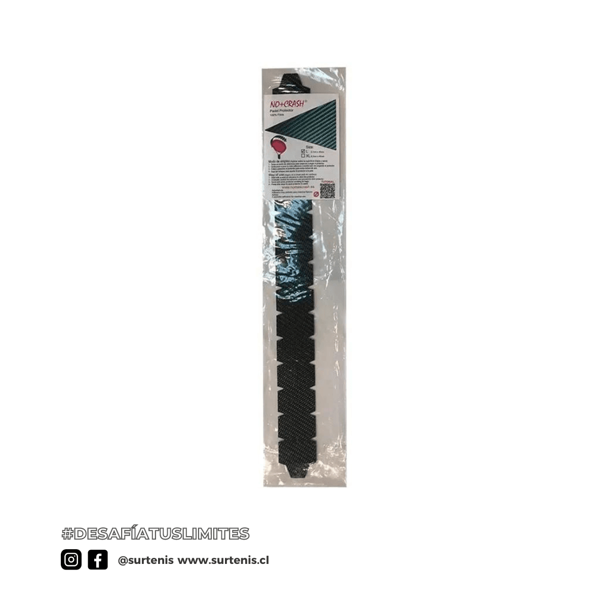 Protector Pala Padel No+Crash Fibra Carbono Negro Talla L - Sur SportsAccesorios