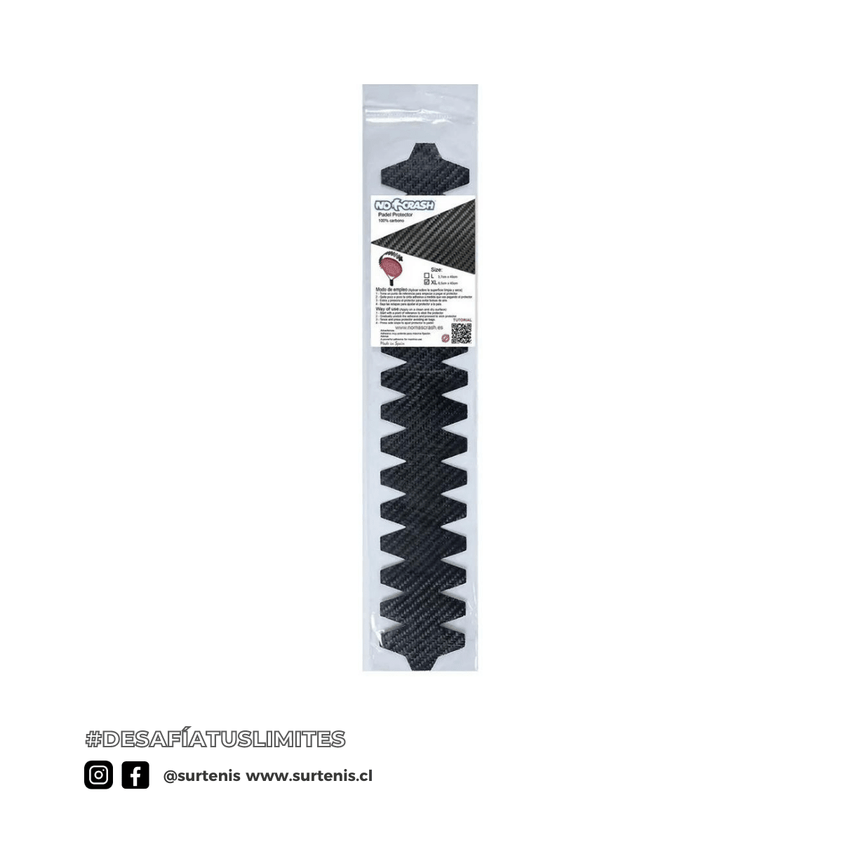 Protector Pala Padel No+Crash Fibra Carbono Negro Talla XL - Sur SportsAccesorios