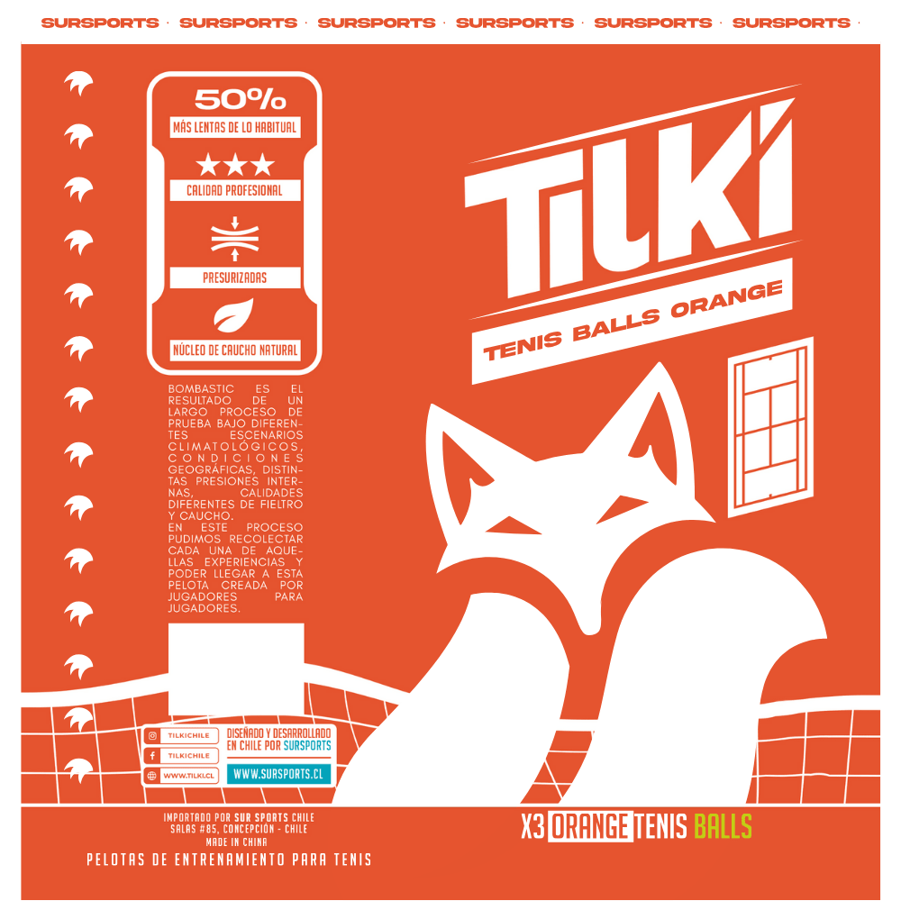 Tarro de Pelota Tilki Tenis Bombastic Naranja X3 - Sur SportsPelotas