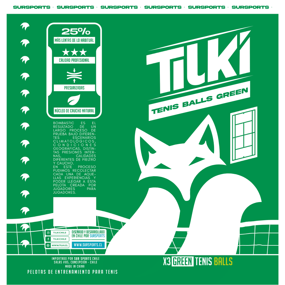 Tarro de Pelota Tilki Tenis Bombastic Verde X3 - Sur SportsPelotas