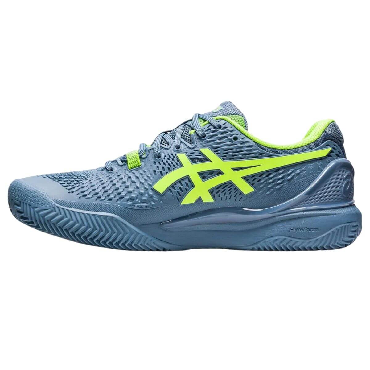 Zapatilla Asics Gel Resolution 9 Clay Steel Blue Hazard Green - Sur SportsZapatillas