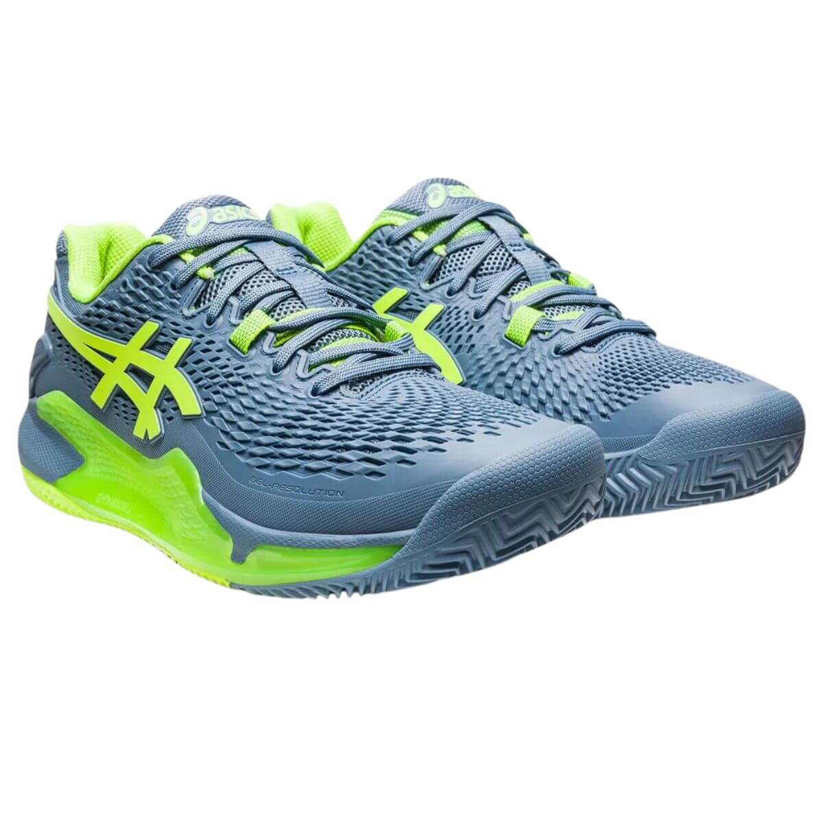 Zapatilla Asics Gel Resolution 9 Clay Steel Blue Hazard Green - Sur SportsZapatillas