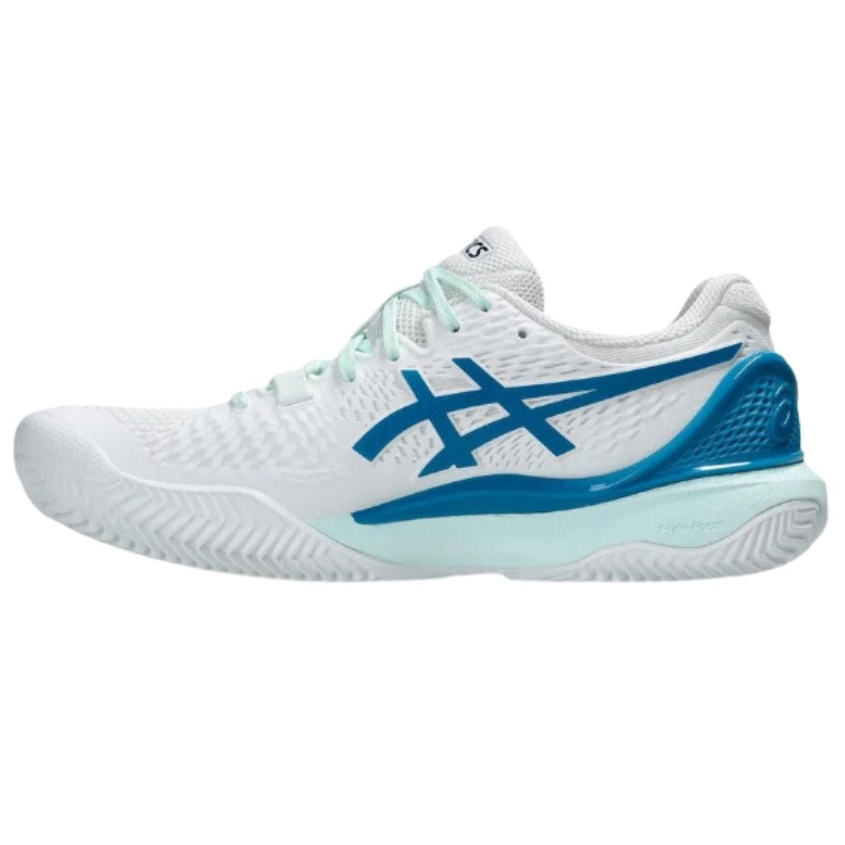 Zapatilla Asics Mujer Gel Resolution 9 Clay White Teal Blue - Sur SportsZapatillas