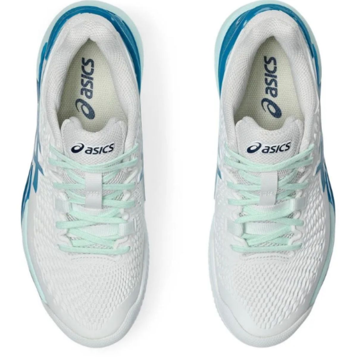 Zapatilla Asics Mujer Gel Resolution 9 Clay White Teal Blue - Sur SportsZapatillas