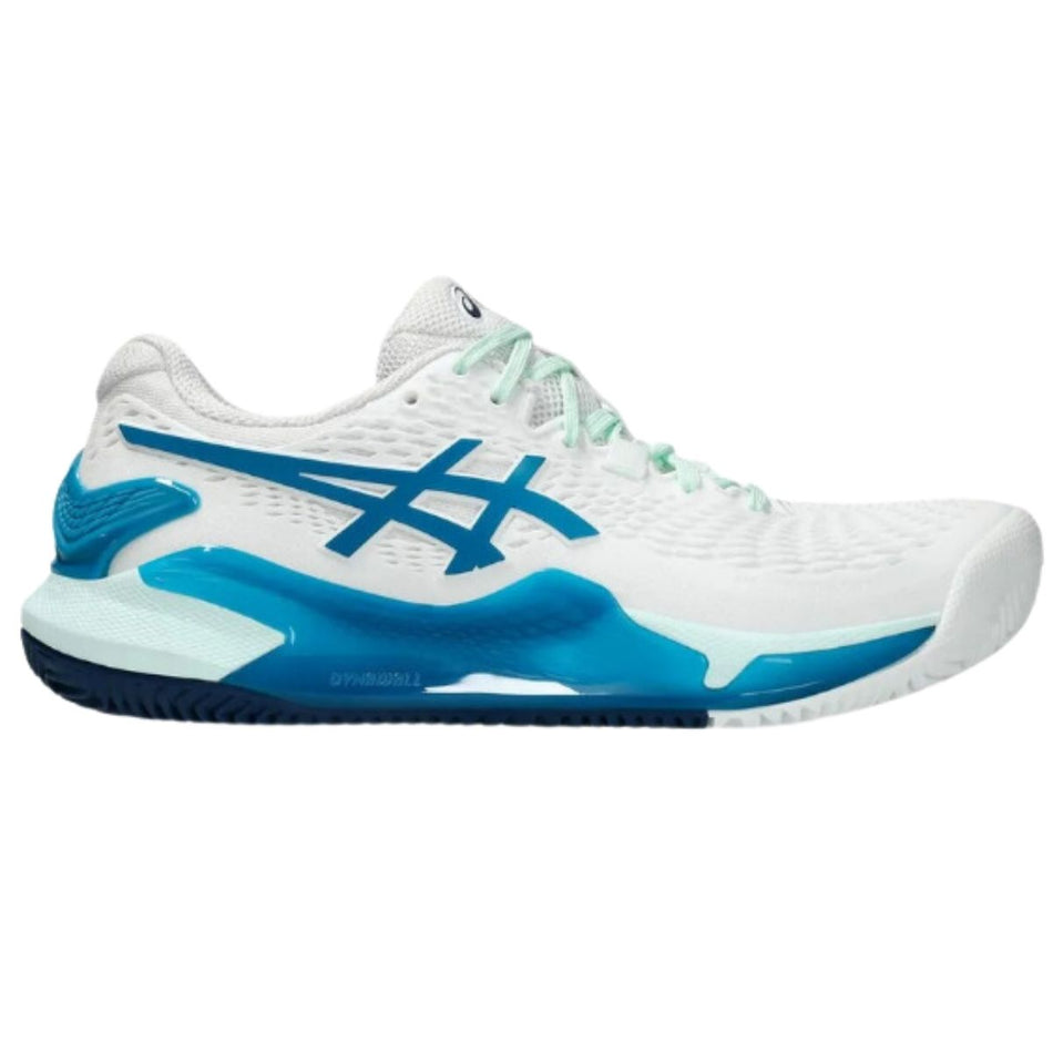 Zapatilla Asics Mujer Gel Resolution 9 Clay White Teal Blue